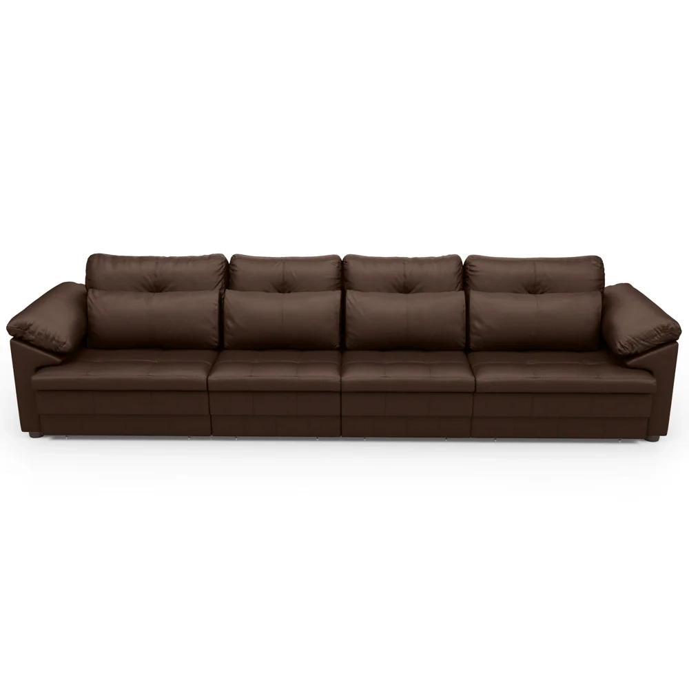 Sofá Retrátil 4 Lugares Para Sala 339cm Dijon Couro Caramelo S07 - Mpozenato