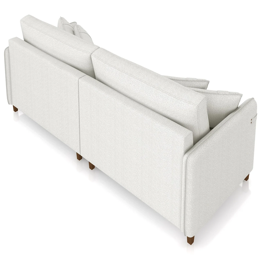 Sofá 3 Lugares Living 232cm Pé Madeira Zoe Boucle Bege Z08  - Mpozenato