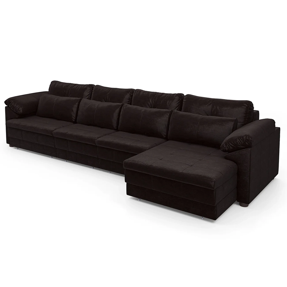 Sofá Retrátil 4 Lugares Para Sala 379cm Dijon Couro Bordô S07 - Mpozenato