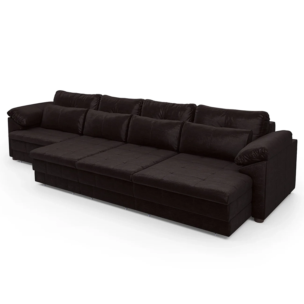 Sofá Retrátil 4 Lugares Para Sala 379cm Dijon Couro Bordô S07 - Mpozenato