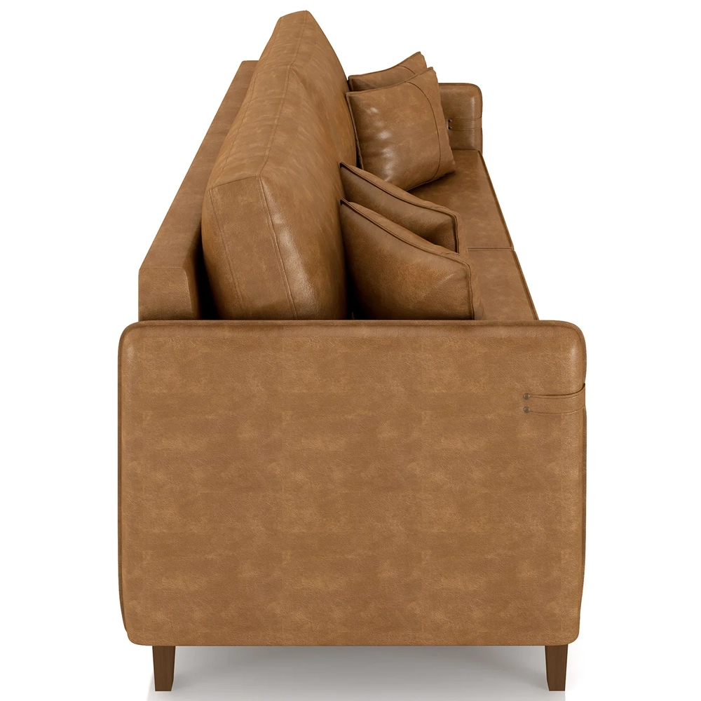 Sofá 4 Lugares Living 252cm Pé Madeira Zoe Sintético Camel Z08 - Mpozenato