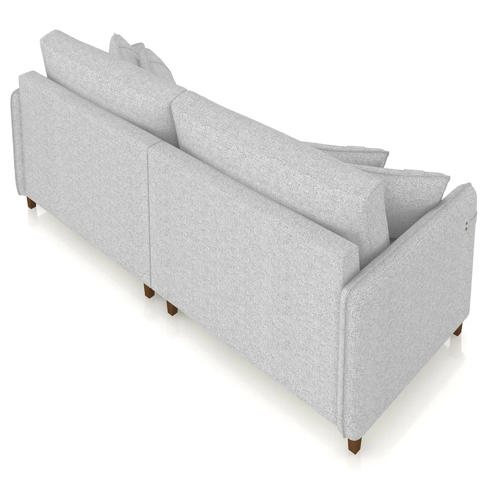 Sofá 4 Lugares Living 252cm Pé Madeira Zoe Linho Cinza Claro Z08 - Mpozenato