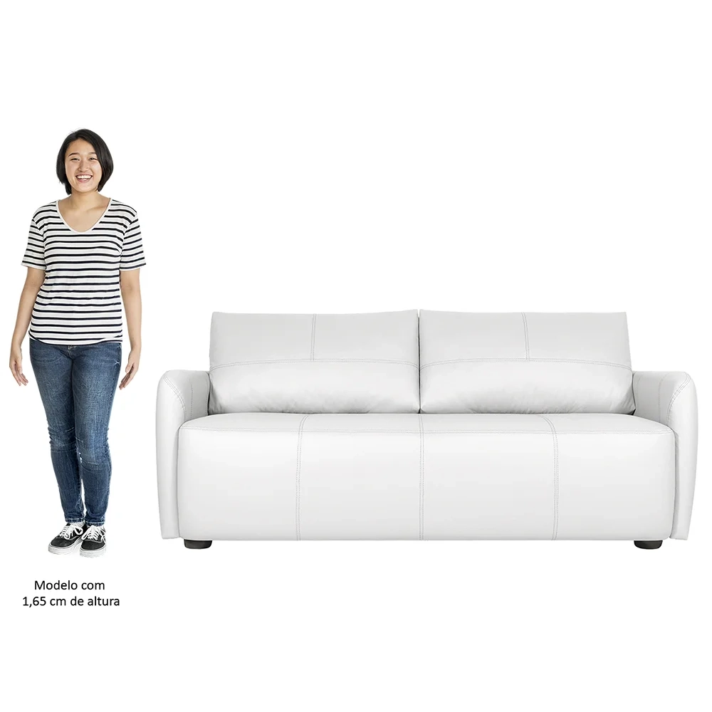 Sofá Living 2 Lugares Sala de Estar 180cm Virtus L07 Couro Branco - Mpozenato