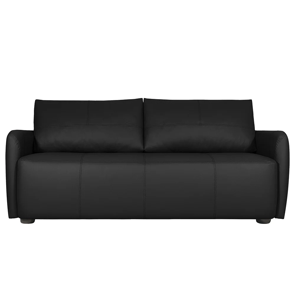 Sofá Living 3 Lugares Sala de Estar 220cm Virtus L07 Couro Preto - Mpozenato