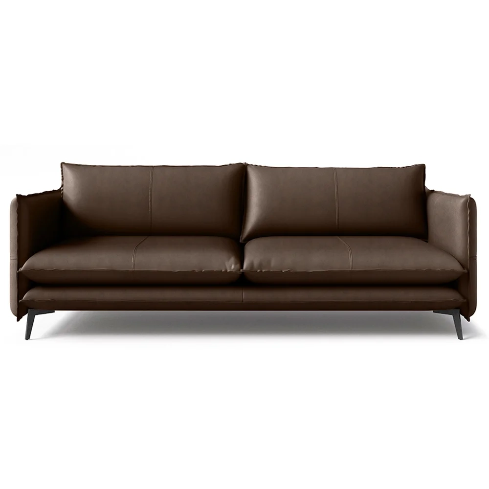 Sofá Living 3 Lugares para Sala de Estar 200cm Dojin L07 Couro Café - Mpozenato