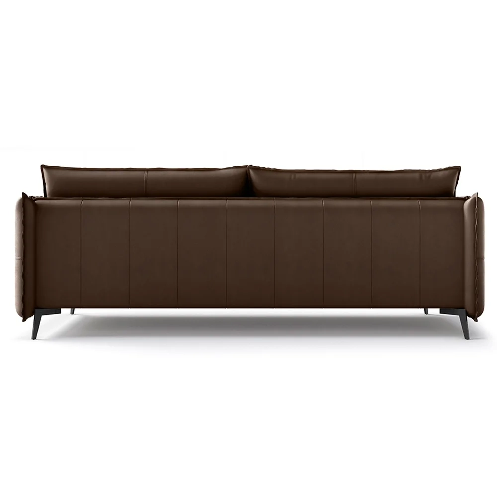 Sofá Living 3 Lugares para Sala de Estar 200cm Dojin L07 Couro Café - Mpozenato