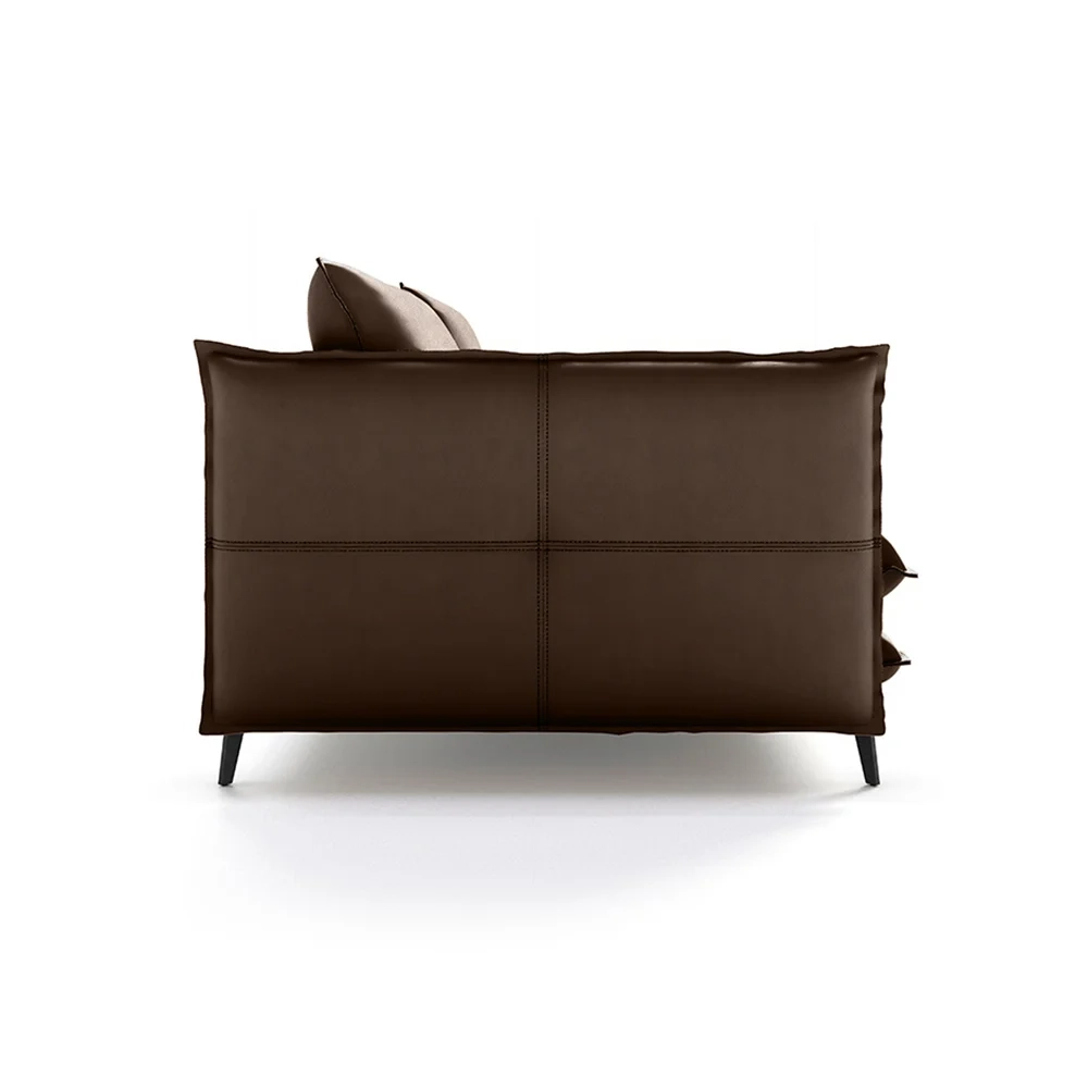 Sofá Living 3 Lugares para Sala de Estar 200cm Dojin L07 Couro Café - Mpozenato