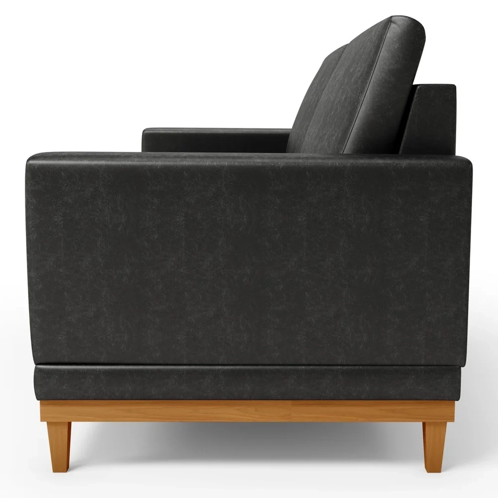 Sofá 2 Lugares 145cm Living Sala de Estar Kayrós D05 Sintético Preto - Mpozenato