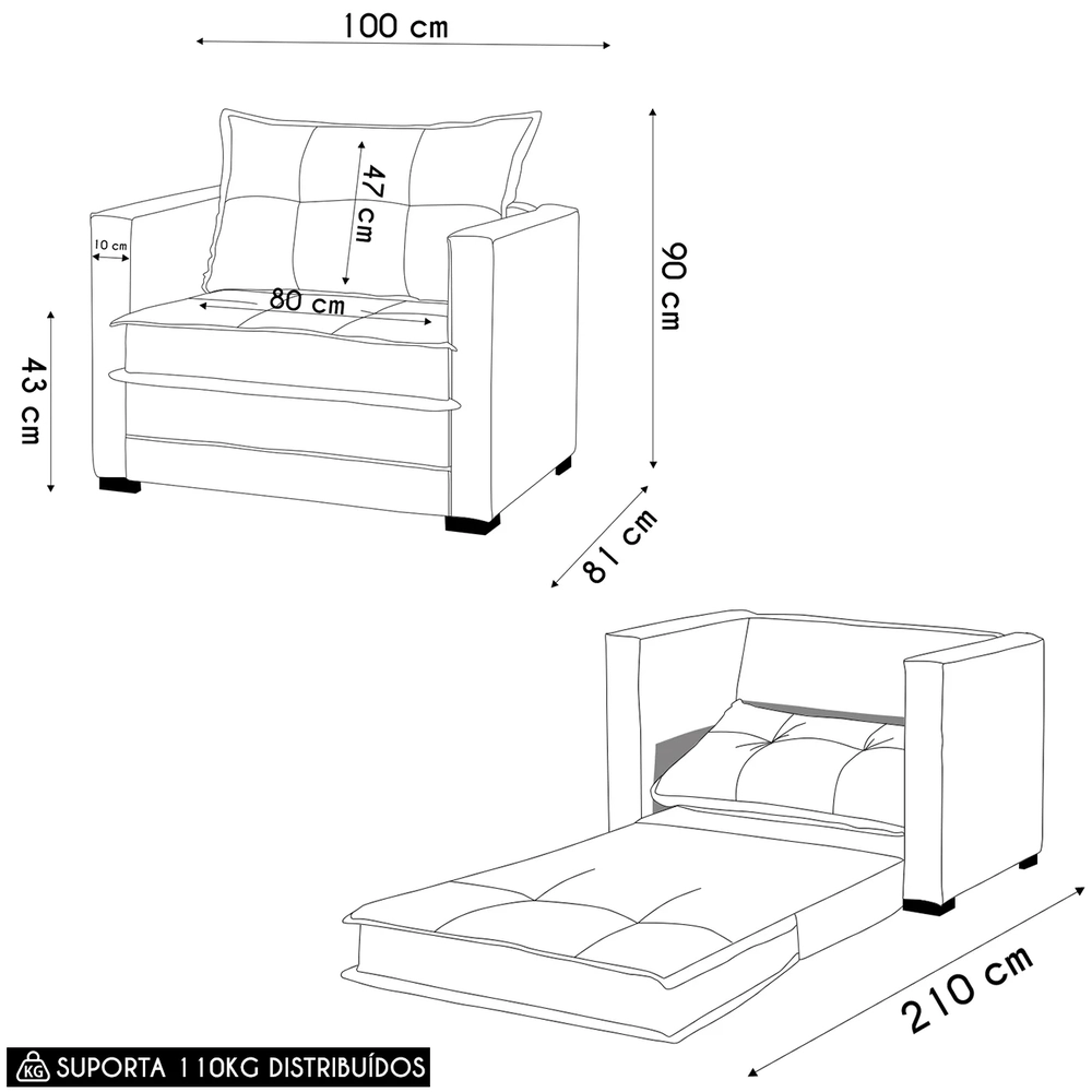 Sofá Cama Solteiro Berlim B10 Suede Bege - Mpozenato