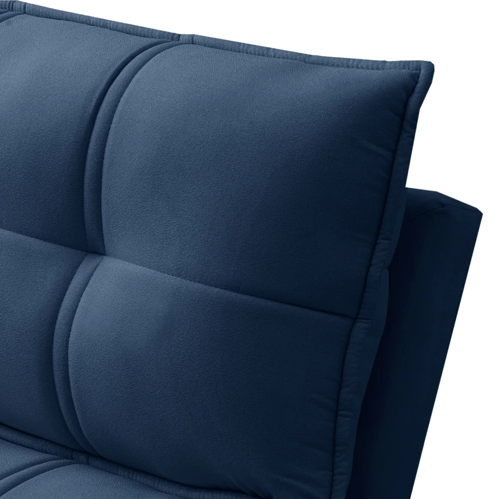 Sofá Retrátil 3 Lugares com Porta Copo 210cm Malta F05 Veludo Azul - Mpozenato