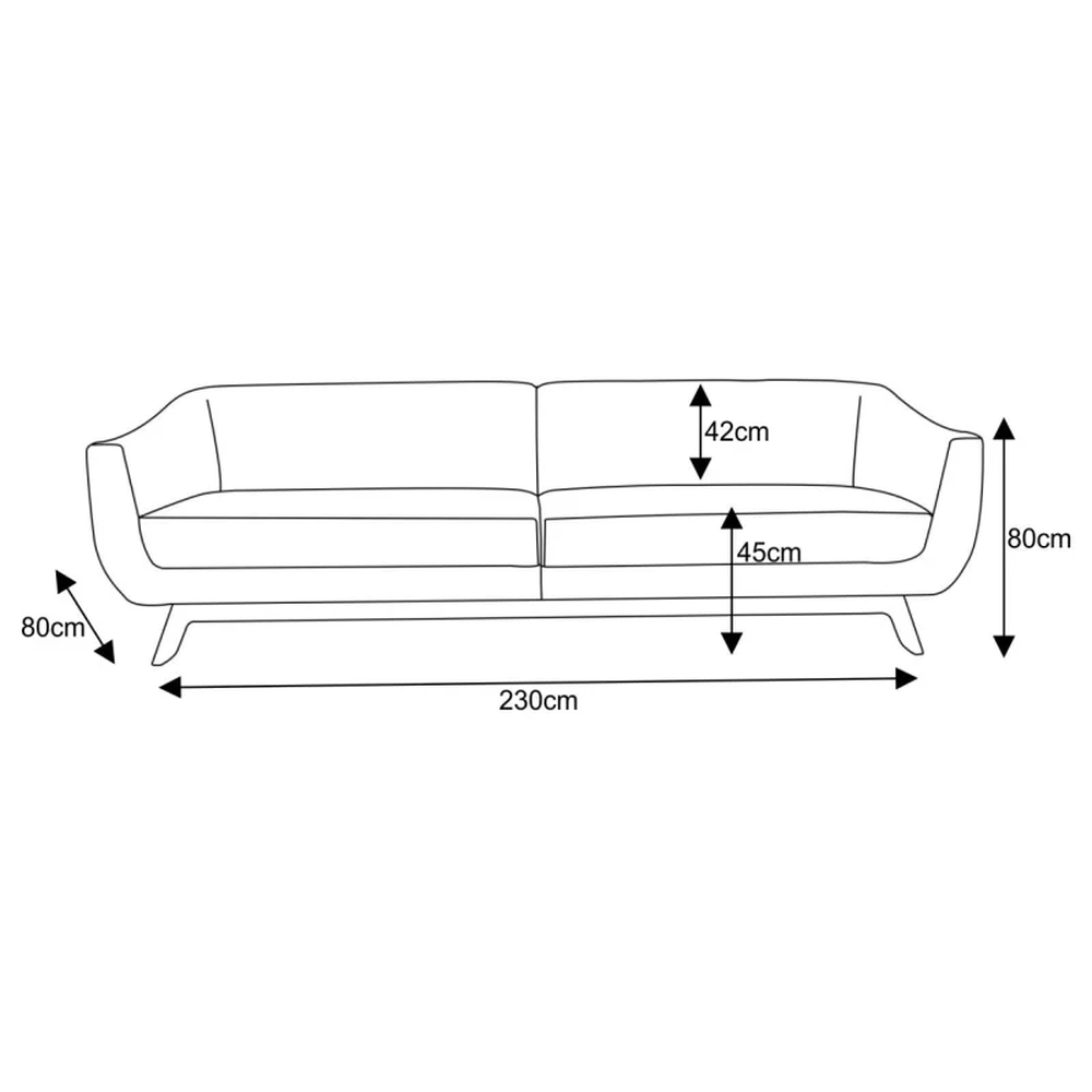 Sofá 3 Lugares 230cm Atenas Sala de Estar C12 Branco  - Domi