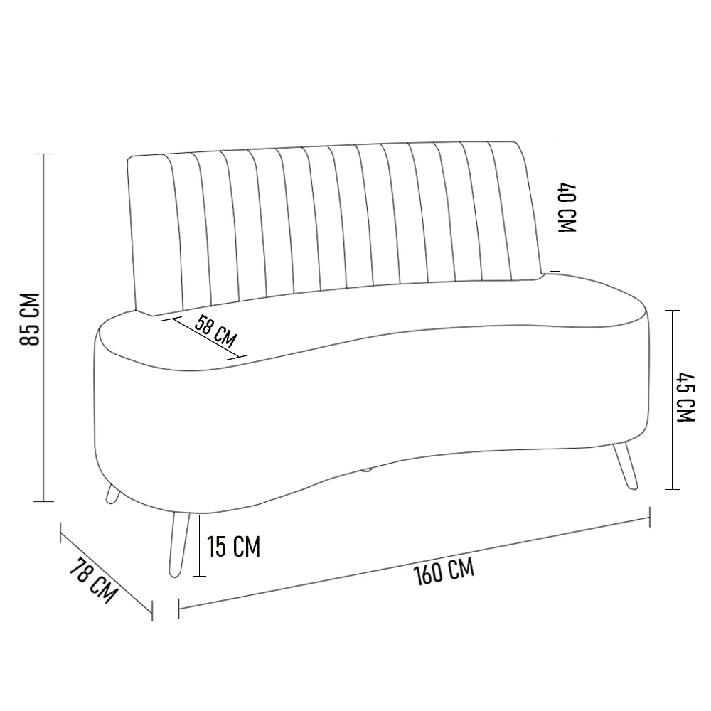 Sofá 2 Lugares para Sala Living 160cm Pés Palito Tamar Z08 Boucle Bege Escuro - Mpozenato