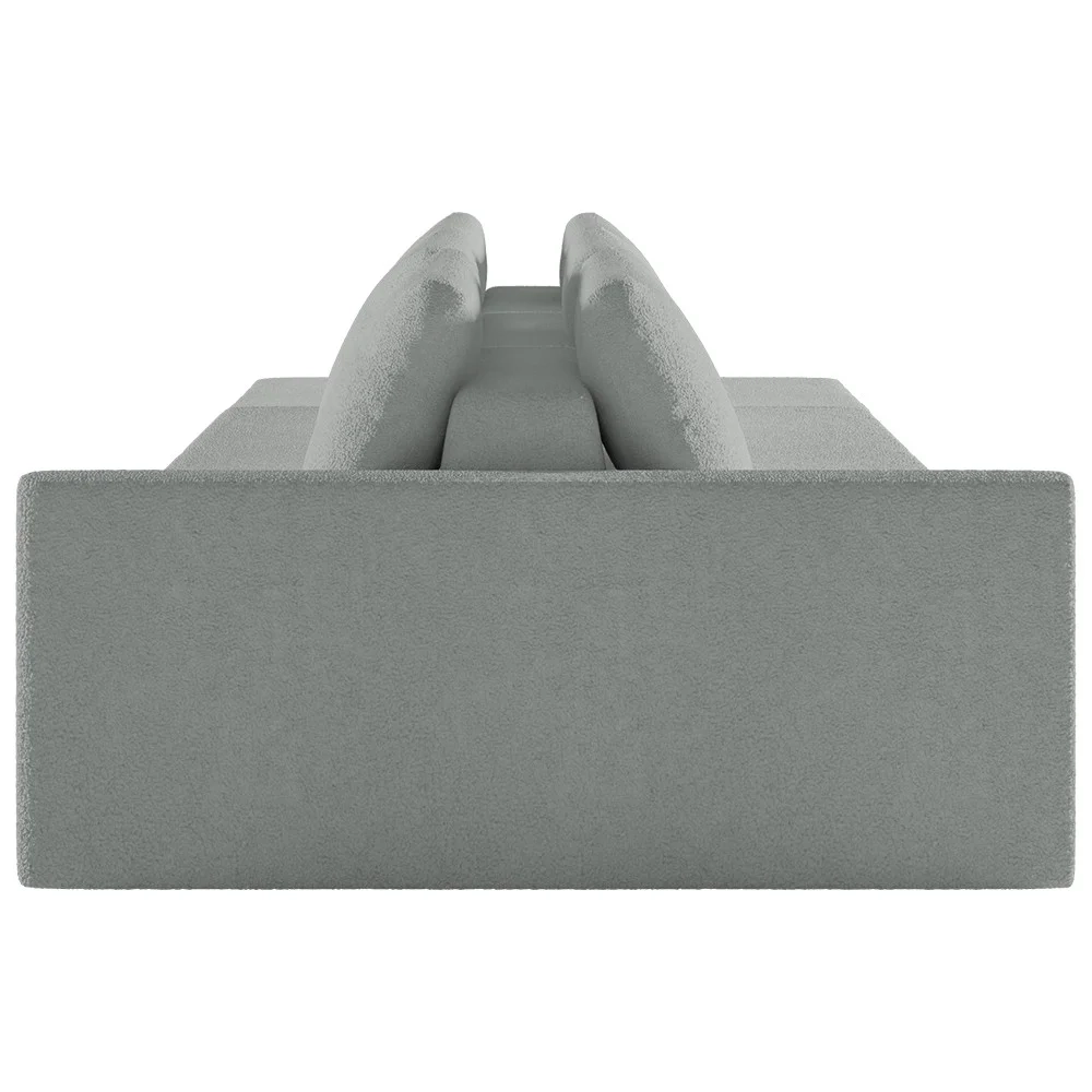 Sofá Ilha Modular com Puff para Sala Living 342cm Georgia Z08 Boucle Cinza Claro - Mpozenato