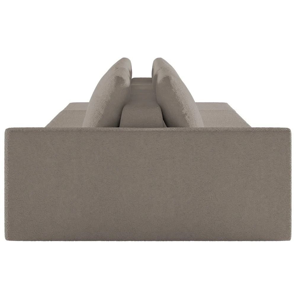 Sofá Ilha Modular com Puff para Sala Living 342cm Georgia Z08 Boucle Bege Escuro - Mpozenato