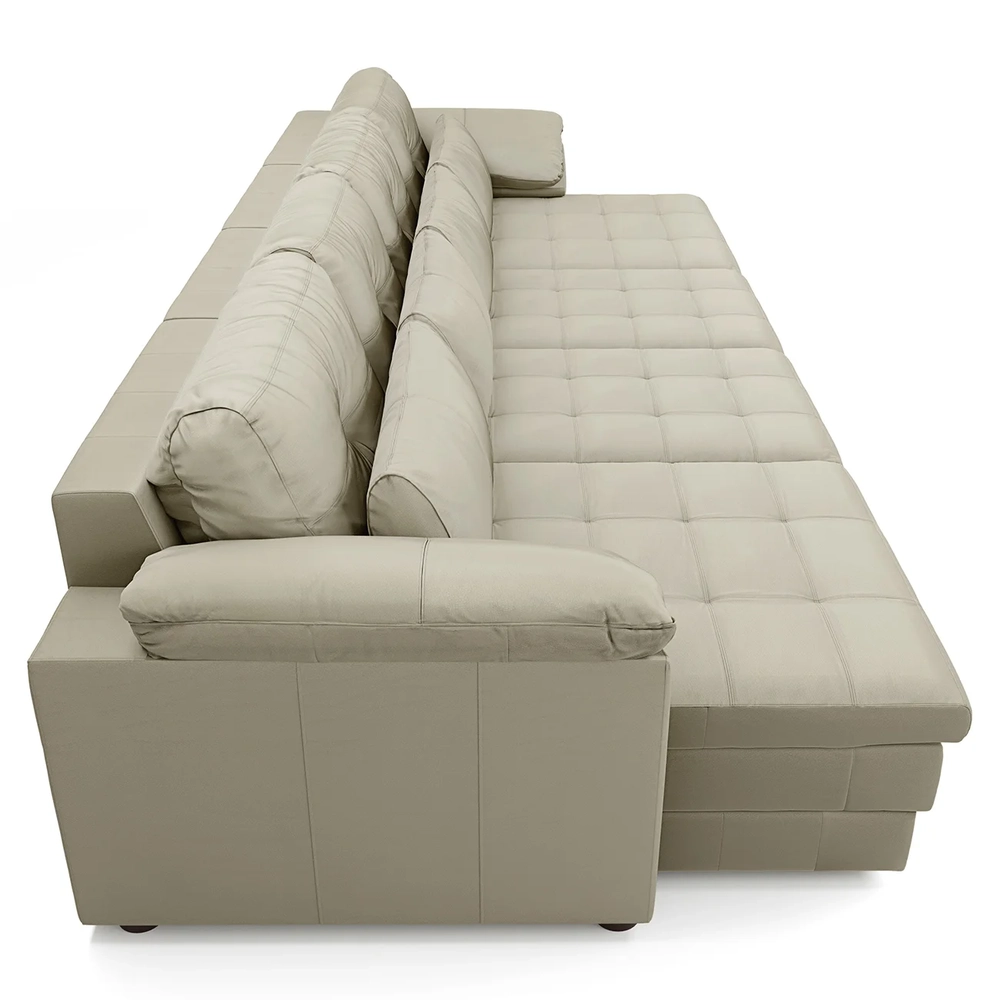 Sofá Retrátil 4 Lugares Para Sala 379cm Dijon Couro Creme S07 - Mpozenato