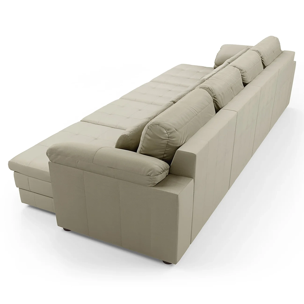 Sofá Retrátil 4 Lugares Para Sala 379cm Dijon Couro Creme S07 - Mpozenato