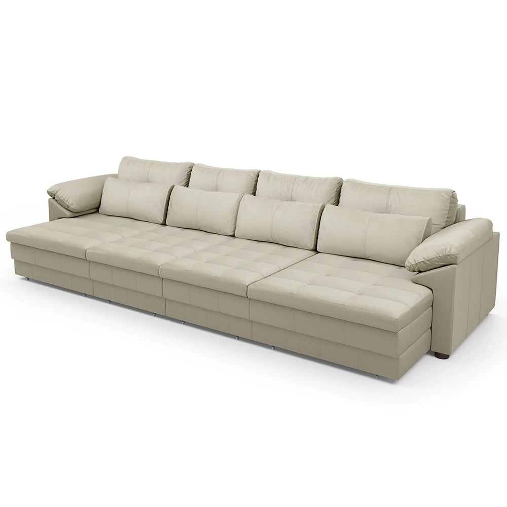 Sofá Retrátil 4 Lugares Para Sala 379cm Dijon Couro Creme S07 - Mpozenato