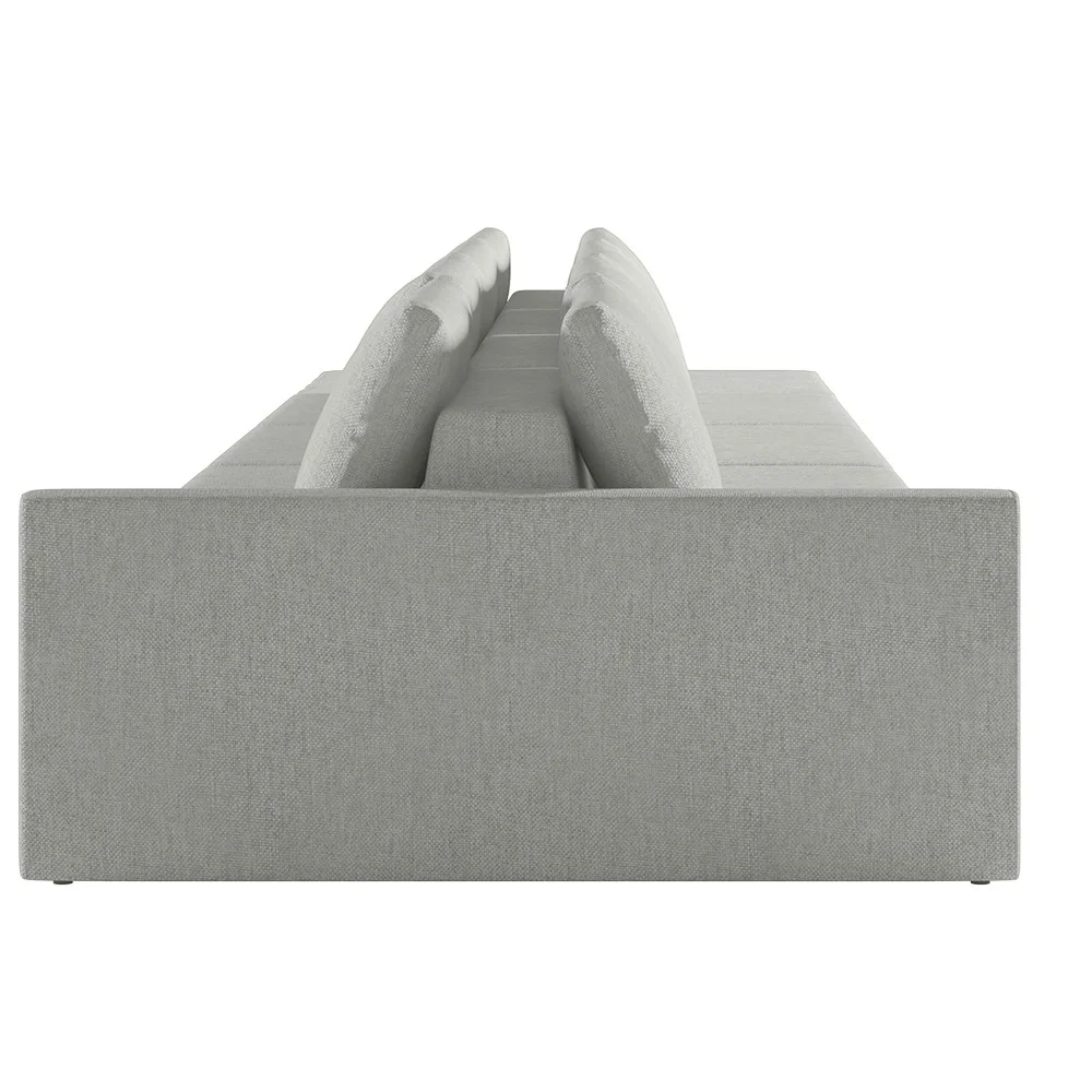 Sofá Ilha Modular com Puff para Sala Living 342cm Georgia Z08 Linho Cinza - Mpozenato