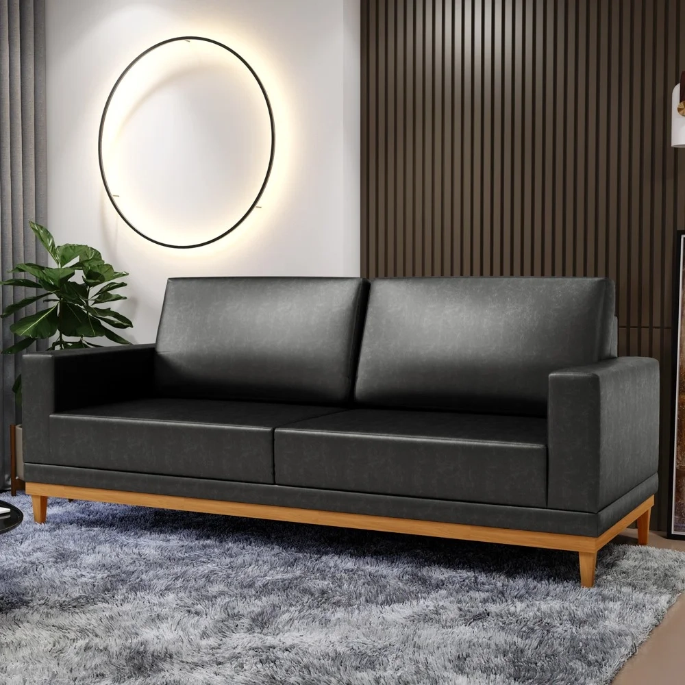 Sofá 2 Lugares 160cm Living Sala de Estar Kayrós D05 Sintético Preto - Mpozenato