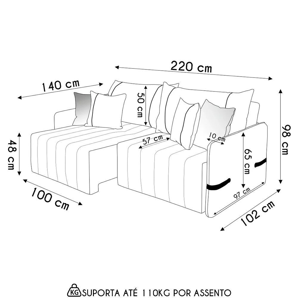 Sofá Cama Retrátil 220cm Essence D05 Linho Bege/Camel - Mpozenato