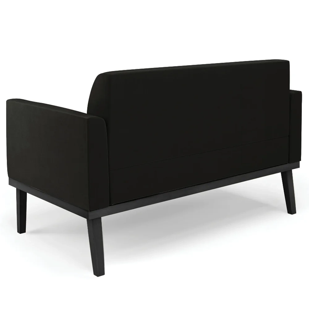 Sofá Namoradeira Base Madeira Preto Maressa Suede Preto - Ibiza