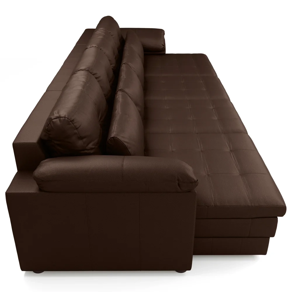 Sofá Retrátil 4 Lugares Para Sala 379cm Dijon Couro Caramelo S07 - Mpozenato