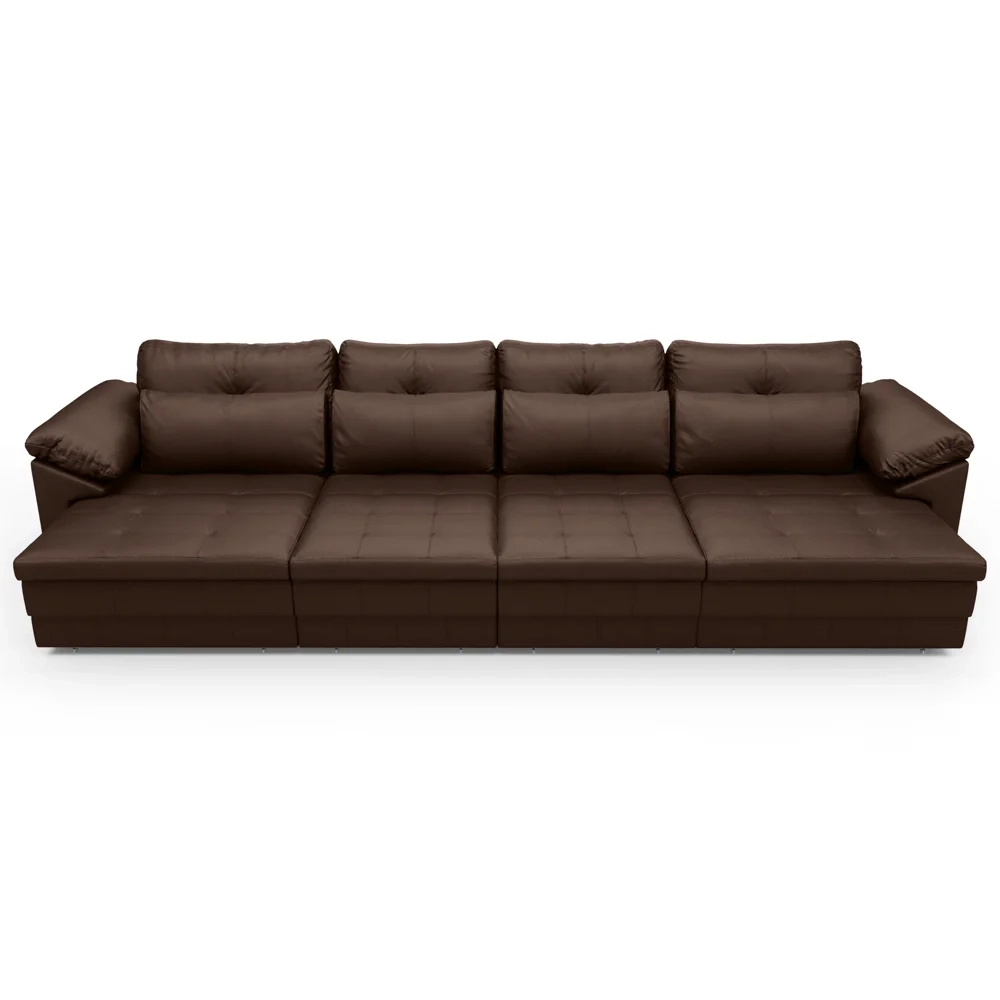 Sofá Retrátil 4 Lugares Para Sala 379cm Dijon Couro Caramelo S07 - Mpozenato