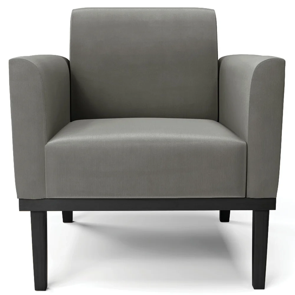 Sofá Namoradeira e 2 Poltronas Base Madeira Preto Maressa Suede Grafite - Ibiza