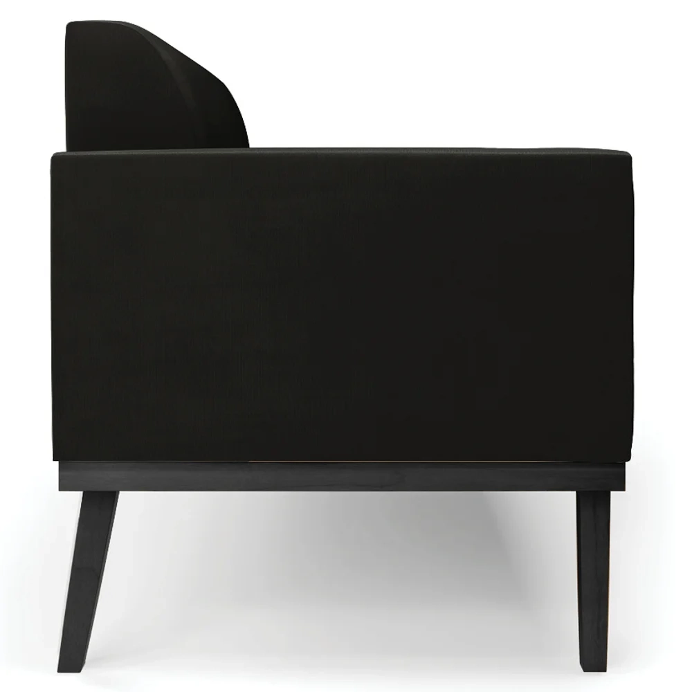 Sofá Namoradeira e 2 Poltronas Base Madeira Preto Maressa Suede Preto - Ibiza