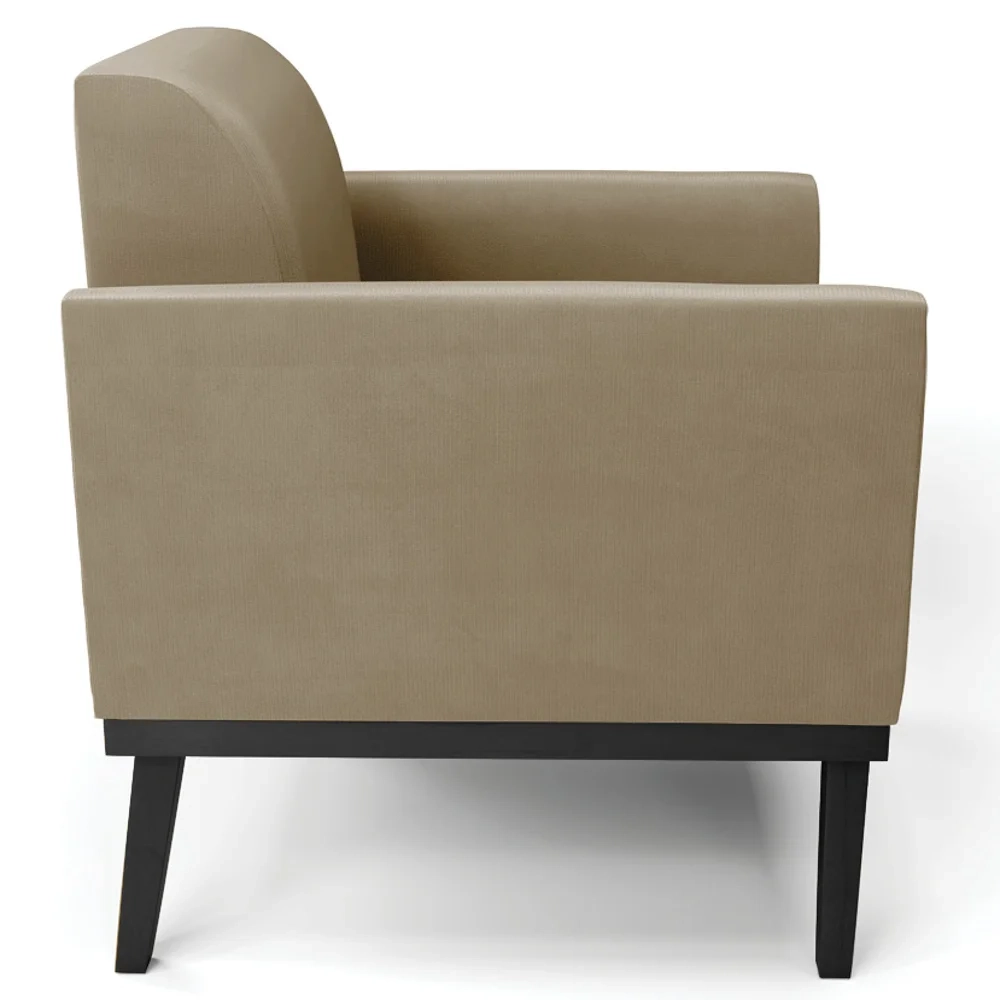 Sofá Namoradeira e 2 Poltronas Base Madeira Preto Maressa Suede Marrom RT - Ibiza