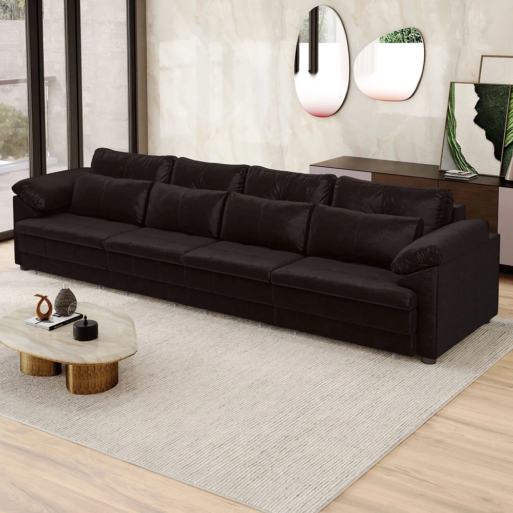 Sofá Retrátil 5 Lugares Para Sala 414cm Dijon Couro Bordô S07 - Mpozenato