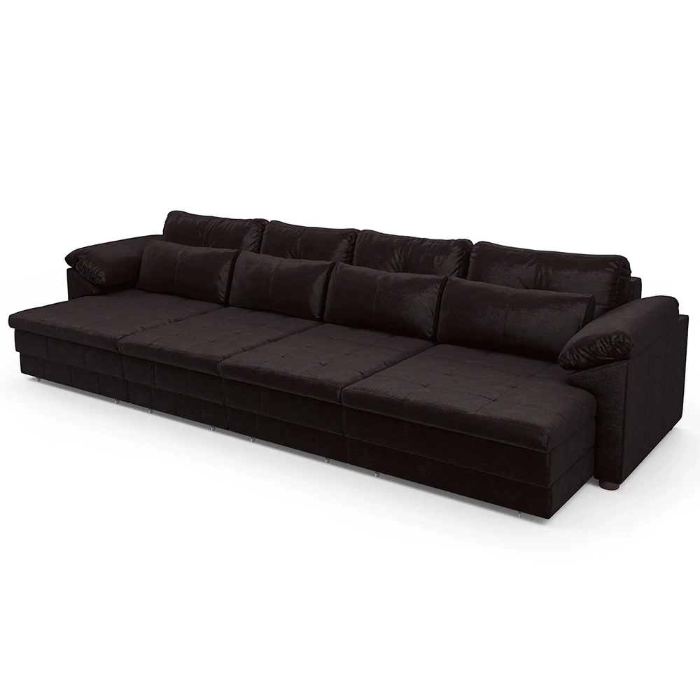 Sofá Retrátil 5 Lugares Para Sala 414cm Dijon Couro Bordô S07 - Mpozenato