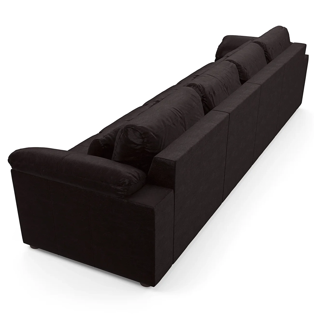 Sofá Retrátil 5 Lugares Para Sala 414cm Dijon Couro Bordô S07 - Mpozenato