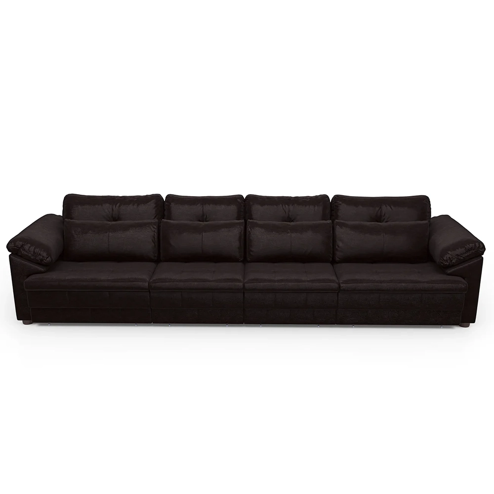 Sofá Retrátil 5 Lugares Para Sala 414cm Dijon Couro Bordô S07 - Mpozenato