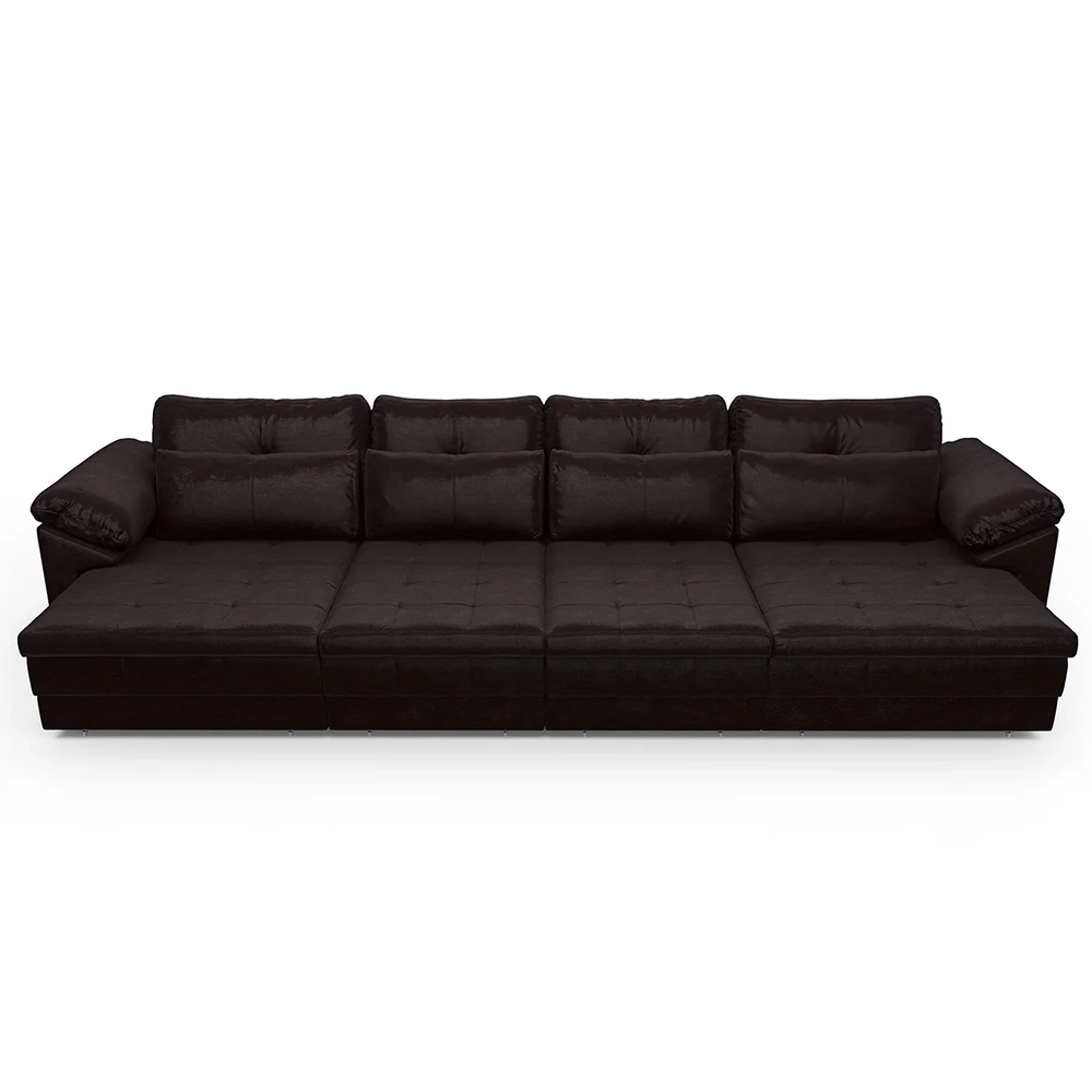 Sofá Retrátil 5 Lugares Para Sala 414cm Dijon Couro Bordô S07 - Mpozenato