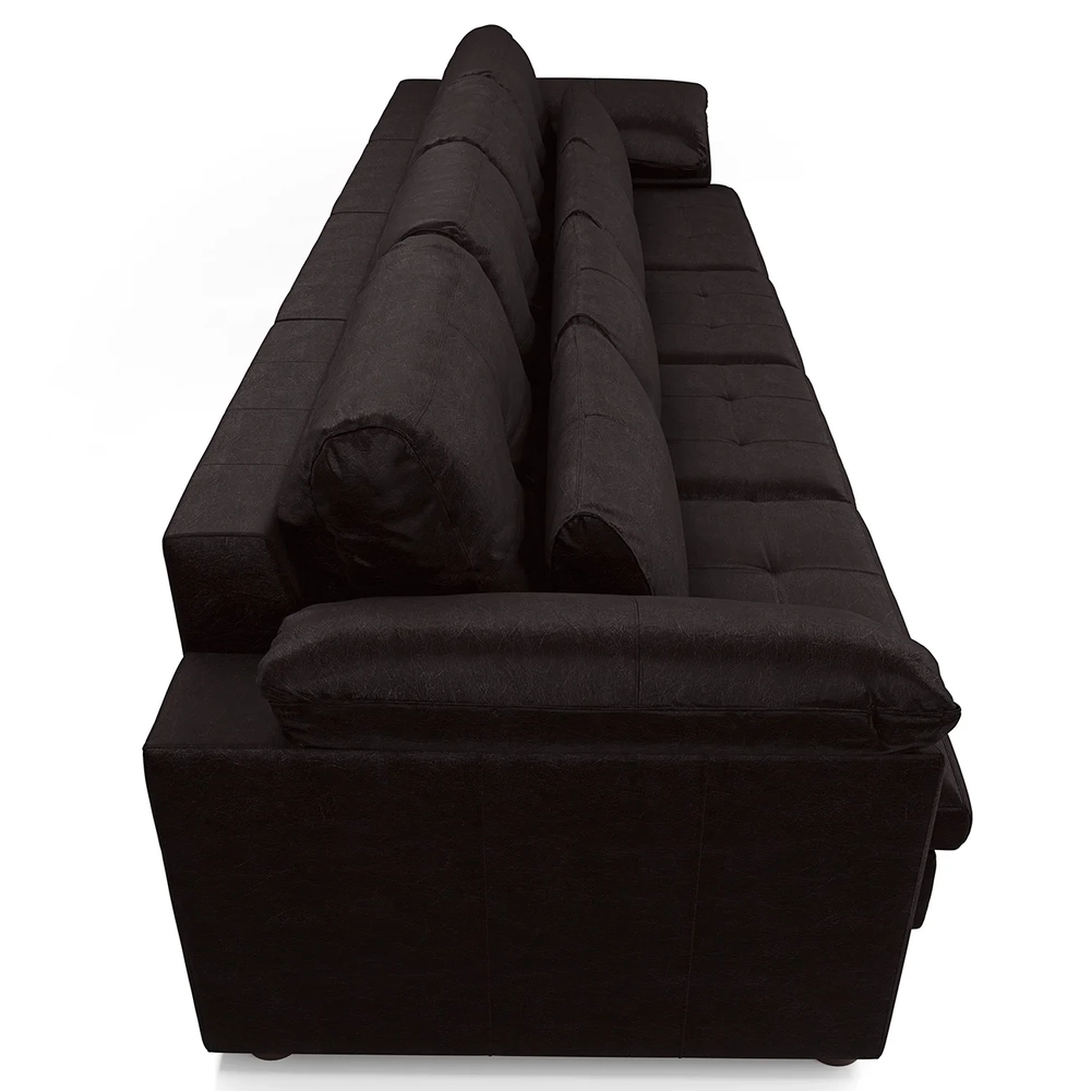 Sofá Retrátil 5 Lugares Para Sala 414cm Dijon Couro Bordô S07 - Mpozenato