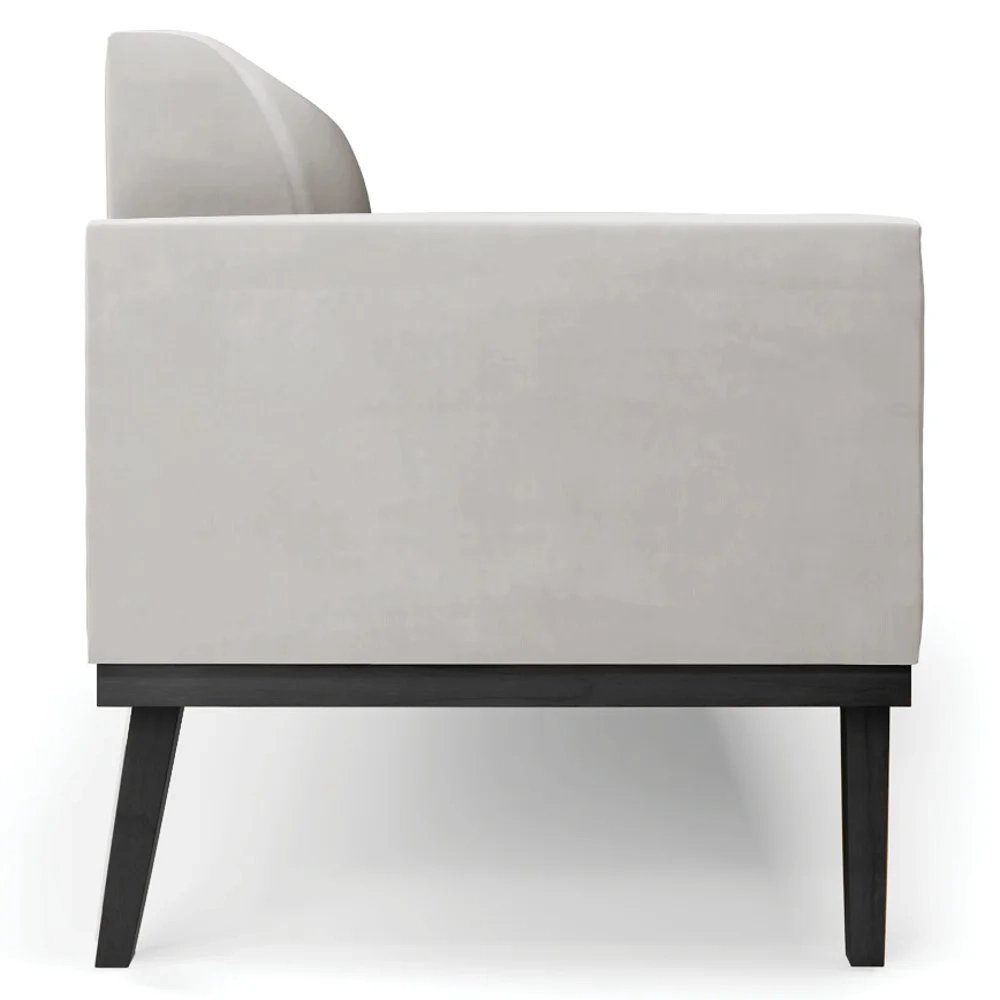 Sofá Namoradeira Base Madeira Preto Maressa Veludo Cinza - Ibiza