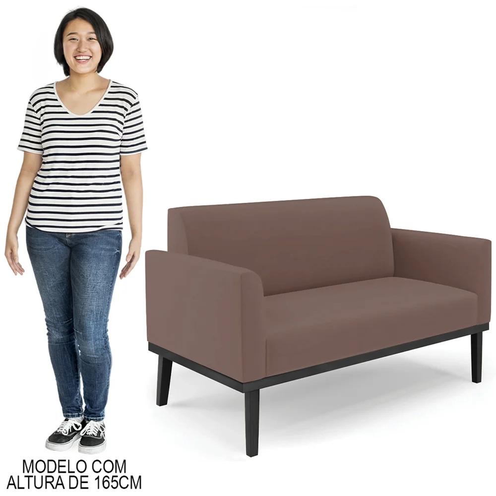 Sofá Namoradeira Base Madeira Preto Maressa Veludo Rose - Ibiza