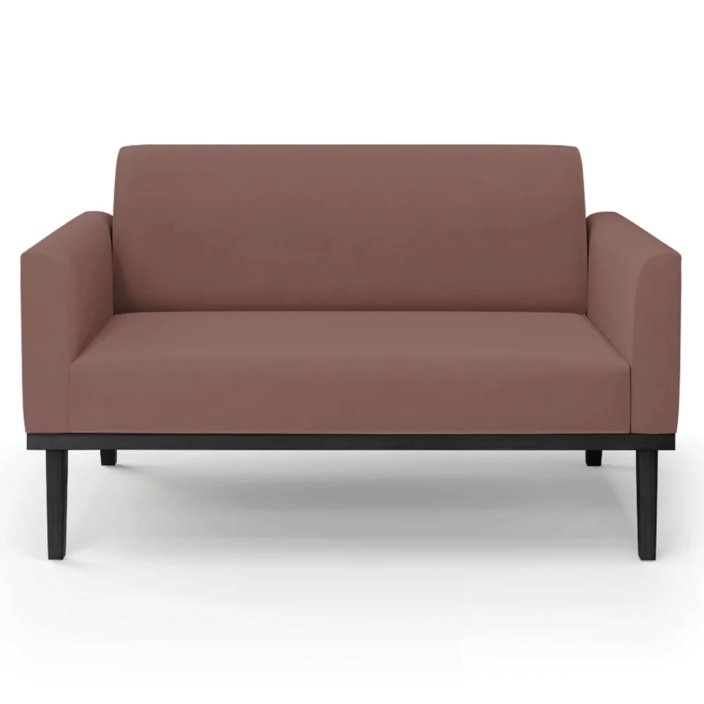 Sofá Namoradeira Base Madeira Preto Maressa Veludo Rose - Ibiza