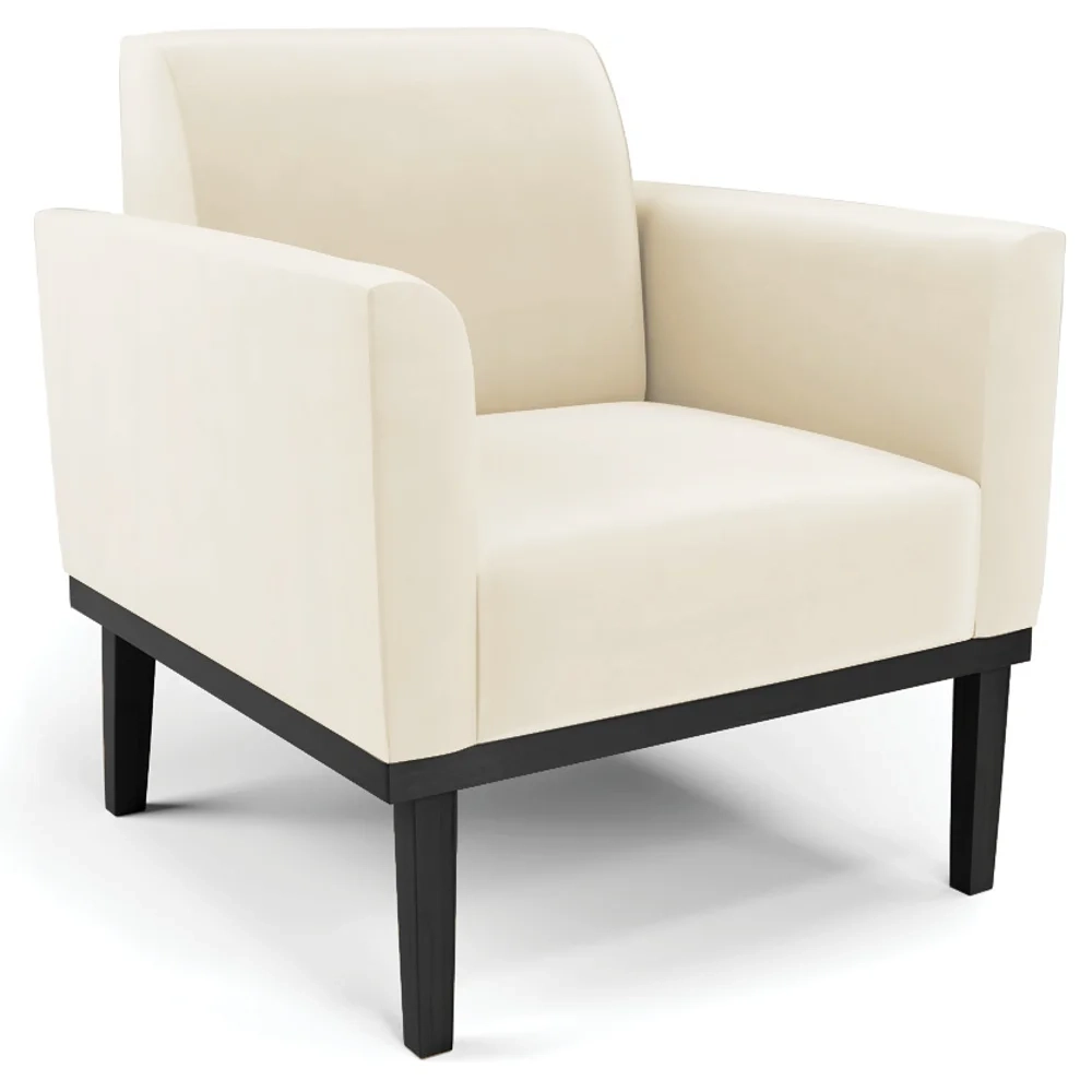 Sofá Namoradeira e 2 Poltronas Base Madeira Preto Maressa Veludo Bege - Ibiza