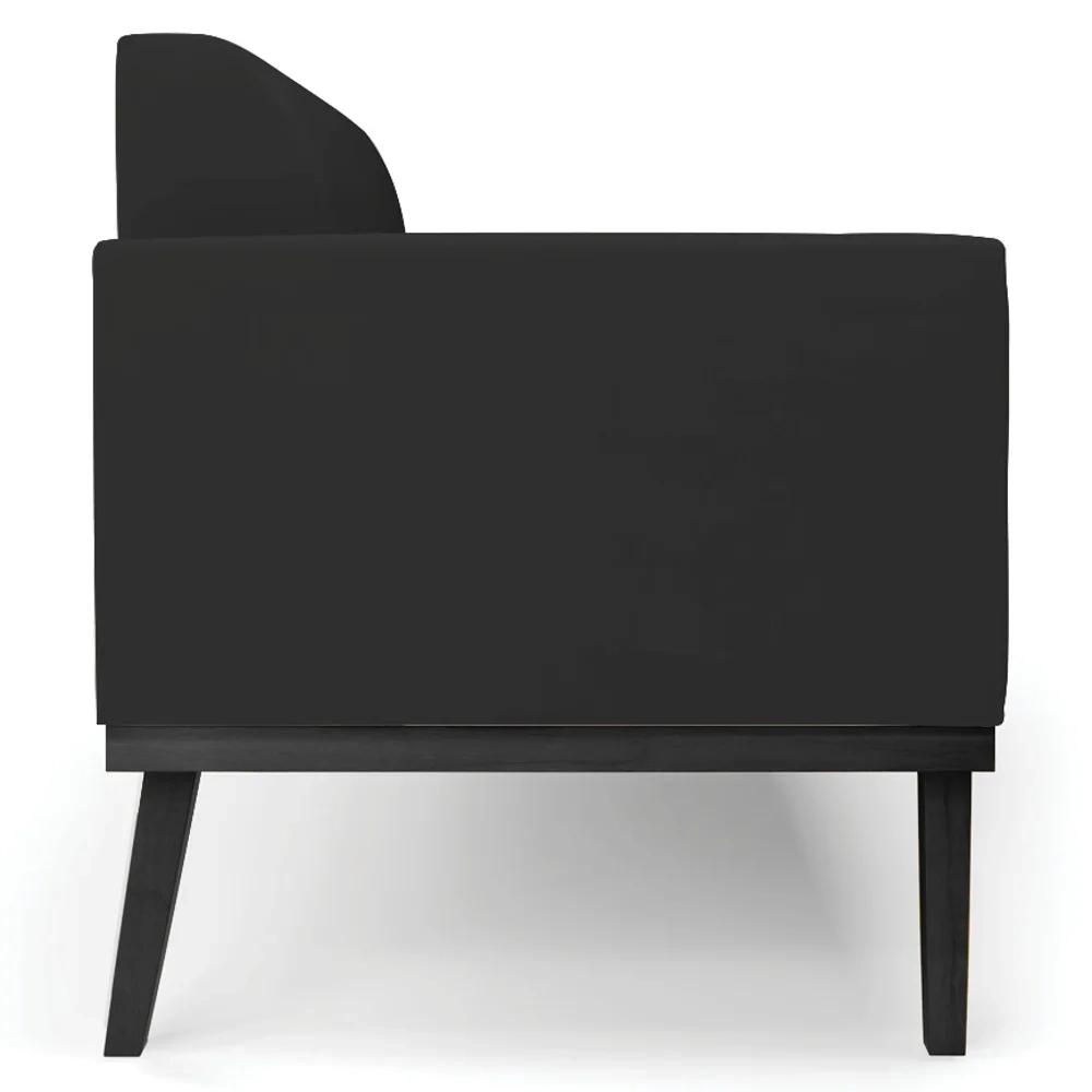 Sofá Namoradeira e 2 Poltronas Base Madeira Preto Maressa Veludo Preto - Ibiza