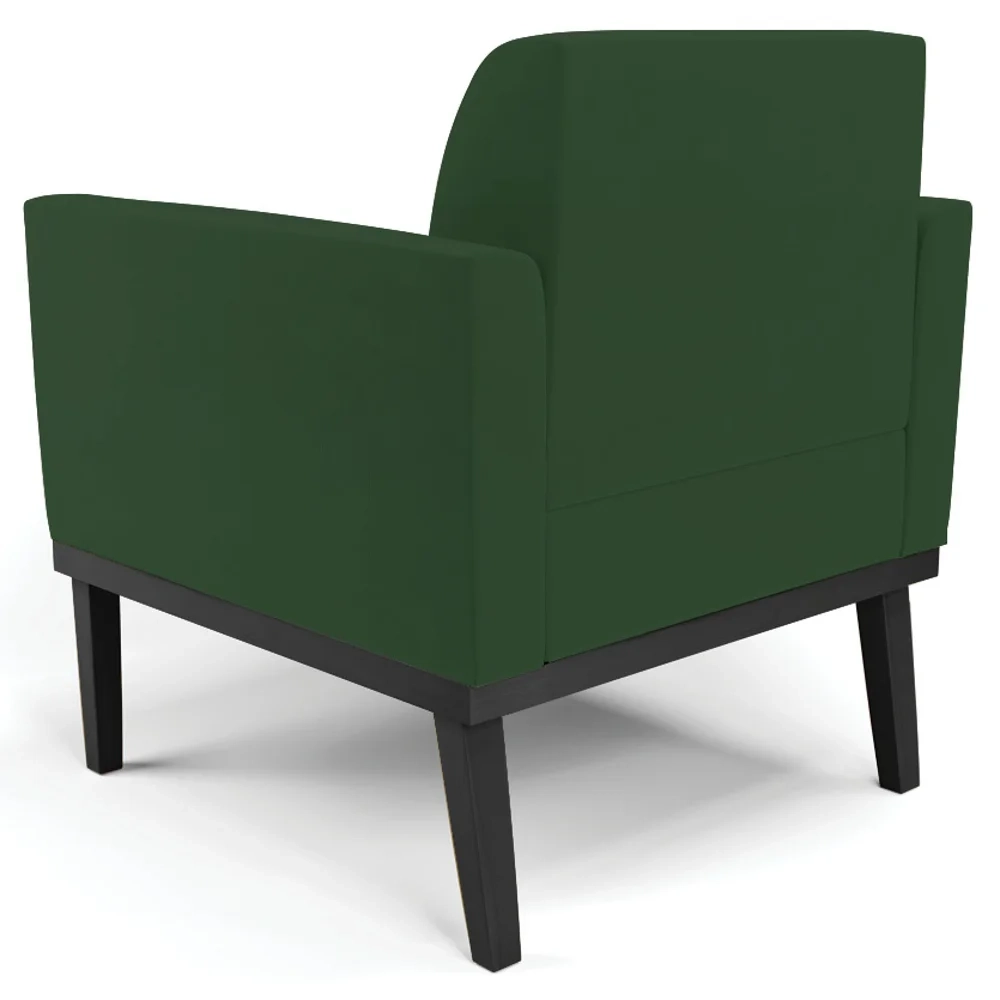 Sofá Namoradeira e 2 Poltronas Base Madeira Preto Maressa Veludo Verde - Ibiza