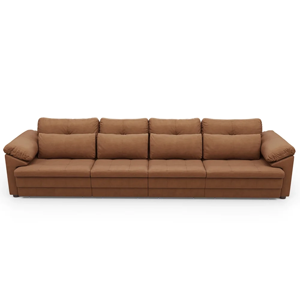 Sofá Retrátil 5 Lugares Para Sala 414cm Dijon Couro Mel S07 - Mpozenato