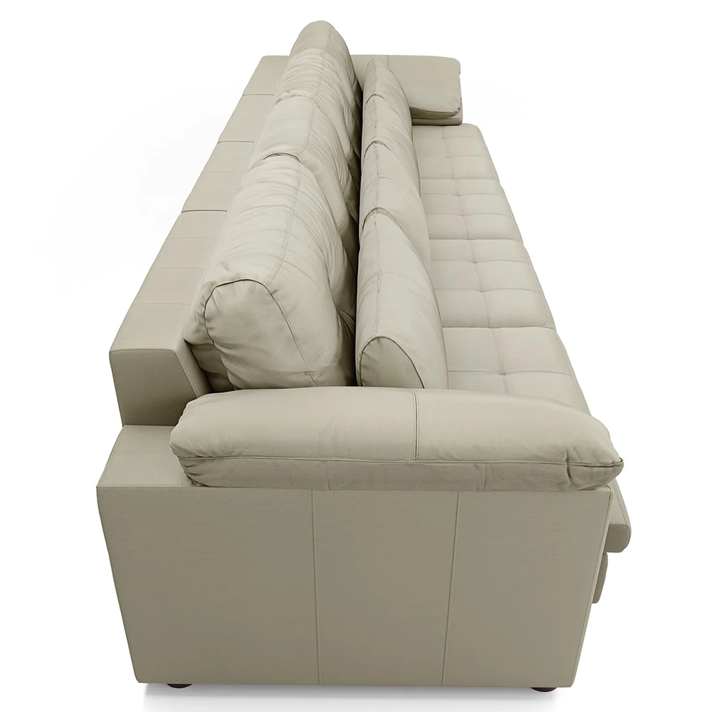 Sofá Retrátil 5 Lugares Para Sala 414cm Dijon Couro Creme S07 - Mpozenato