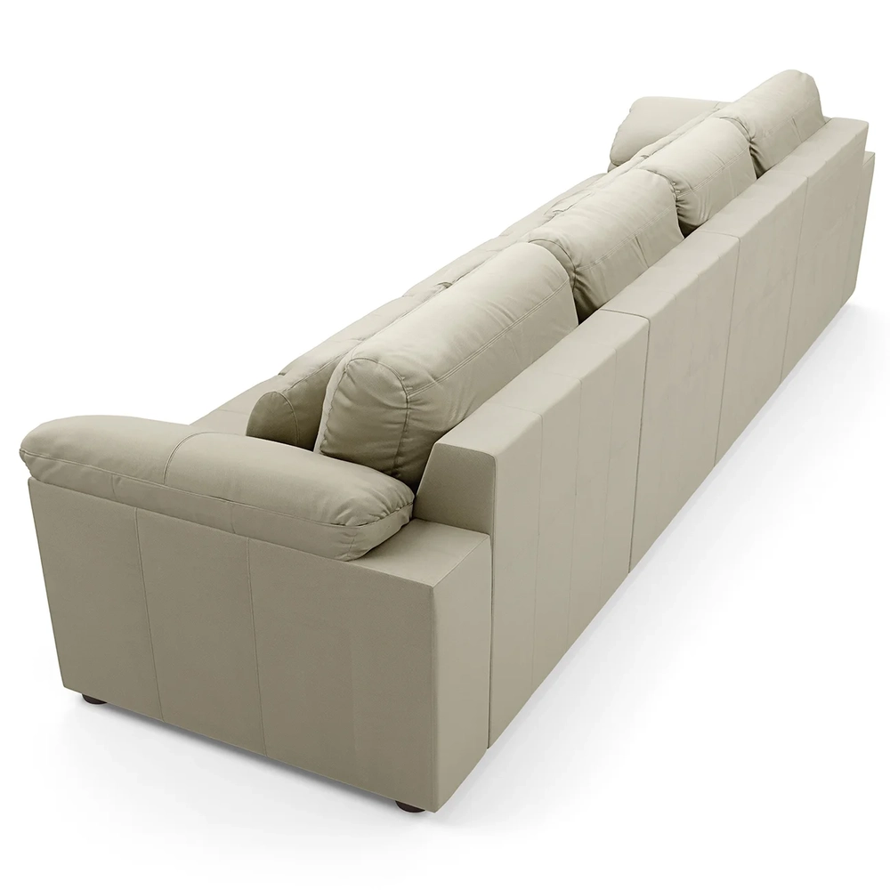 Sofá Retrátil 5 Lugares Para Sala 414cm Dijon Couro Creme S07 - Mpozenato