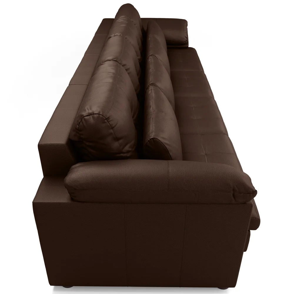 Sofá Retrátil 5 Lugares Para Sala 414cm Dijon Couro Caramelo S07 - Mpozenato