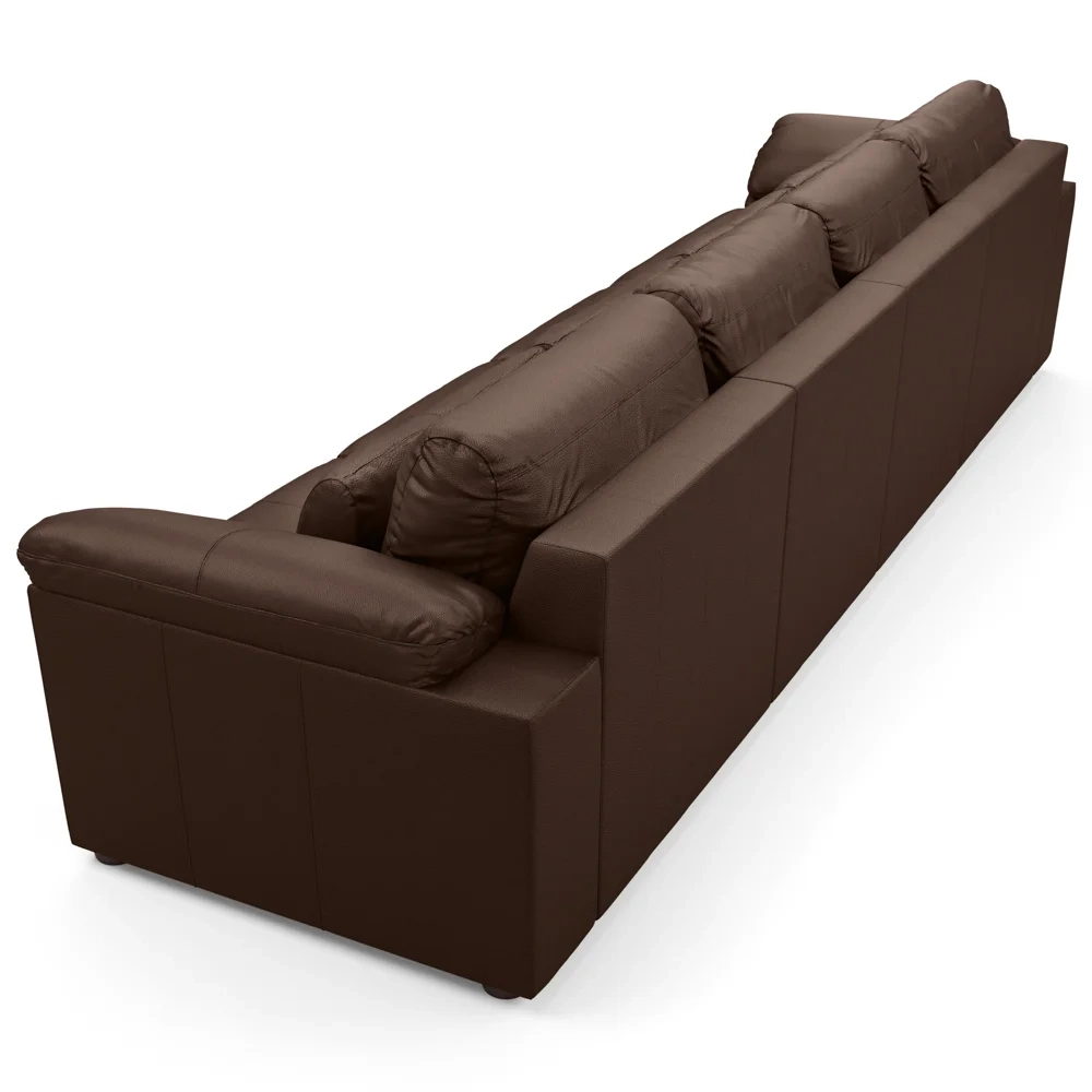 Sofá Retrátil 5 Lugares Para Sala 414cm Dijon Couro Caramelo S07 - Mpozenato