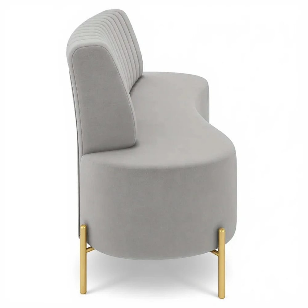 Sofá 2 Lugares 135cm Pés Aço Dourado Tamar Veludo Cinza Z08 - Mpozenato