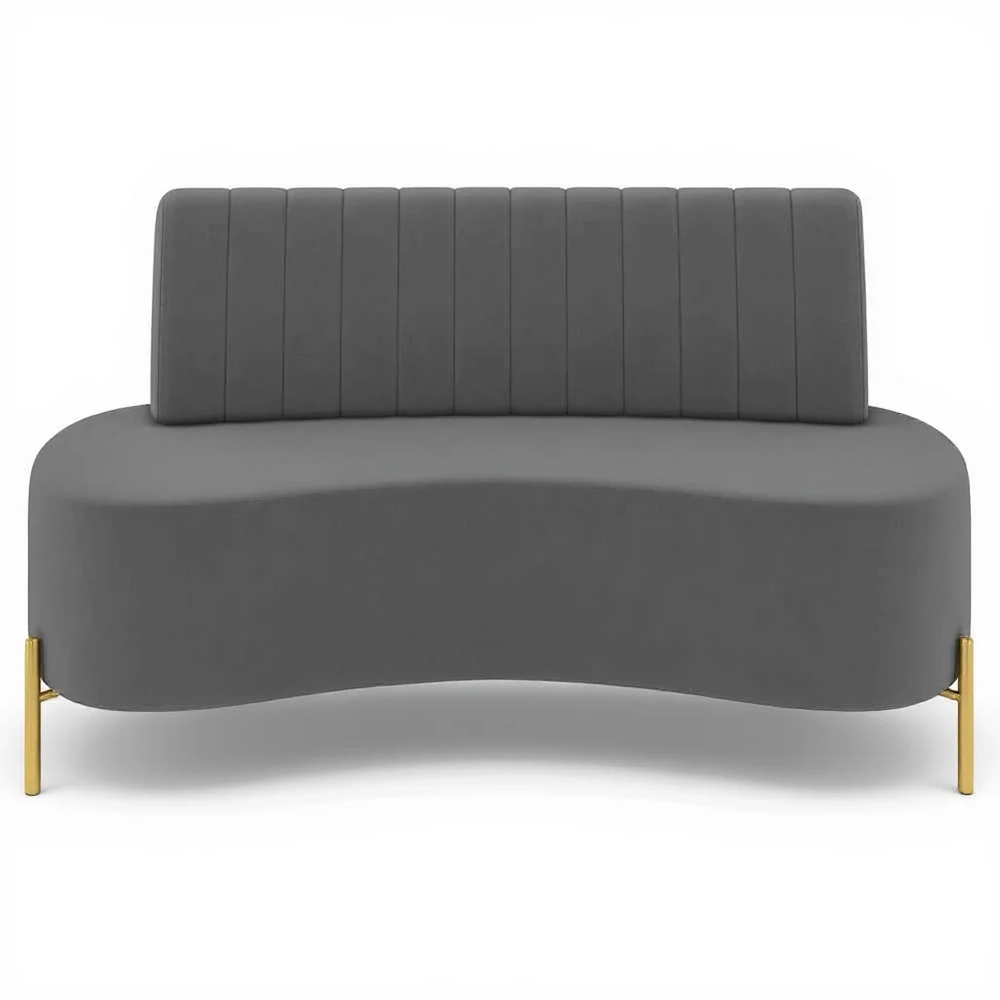 Sofá 2 Lugares 135cm Pés Aço Dourado Tamar Veludo Grafite Z08 - Mpozenato