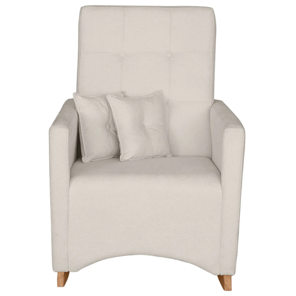 Poltrona Amamentação Base Balanço e Puff Lola Bouclê Off F03 - Mpozenato